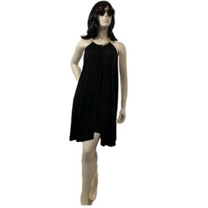 Jessica Simpson Black Swing Dress with Gold Chain Neckline, NWT!